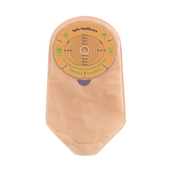 Confidence Natural Advance® – worek urostomijny jednoczęściowy,  płytka płaska z otworem do docięcia 13-70 mm, z aloesem